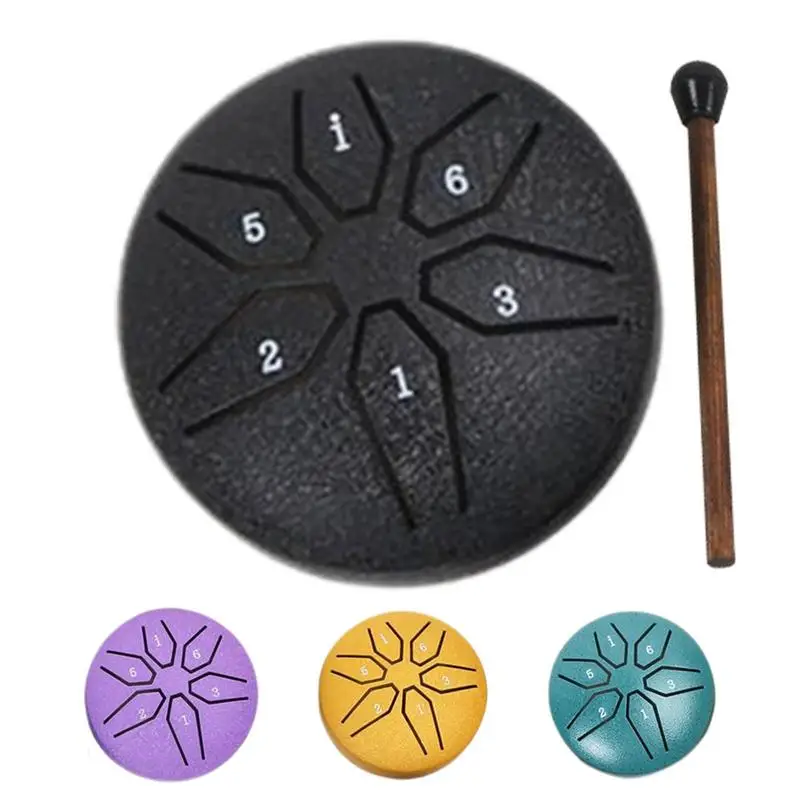 

3 Inches Steel Tongue Drum 6 Notes Ethereal Drum Zen Meditation Tools Spirit Exercise Percussion Instrument Yoga Music Toys Gife