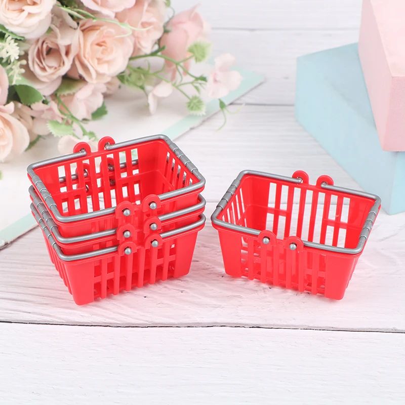 

1/2/3/4/5Pcs Dollhouse Miniature Shopping Basket Toys Kids Mini Supermarket Shopping Hand Basket Model Doll House Pretend Play