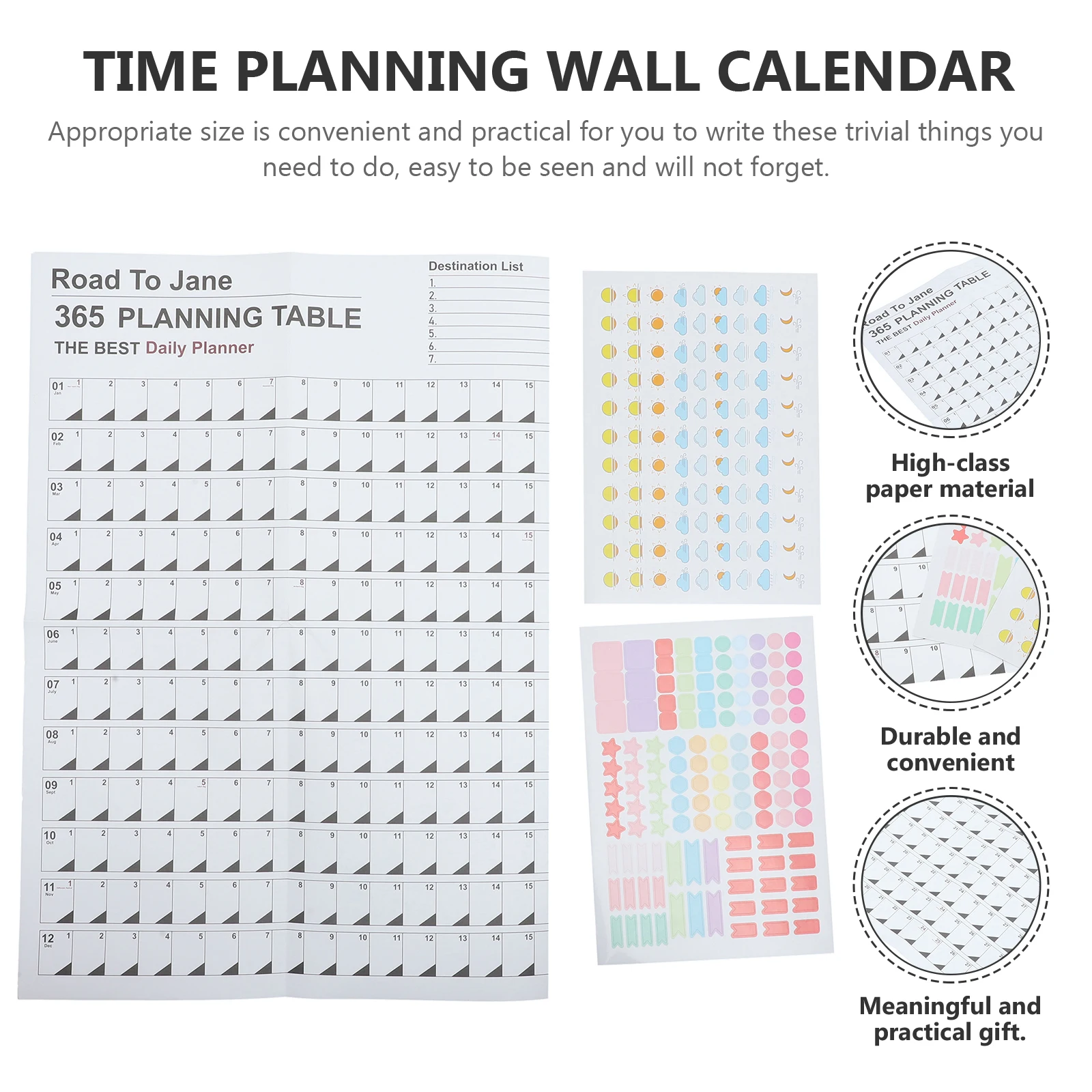 

Oversized Paper Calendar Sheet 2024 Large Wall Schedule Planner Yearly Memo Daily Plan Organizer Simple Light Weight