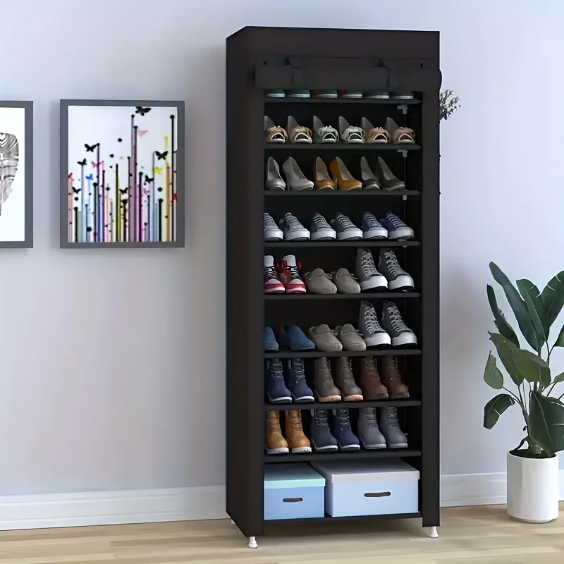

10-Tier Metal Shoe Rack with Dust Cover – Holds 27-35 Pairs of Sneakers, High Heels & Boots – Easy Assembly