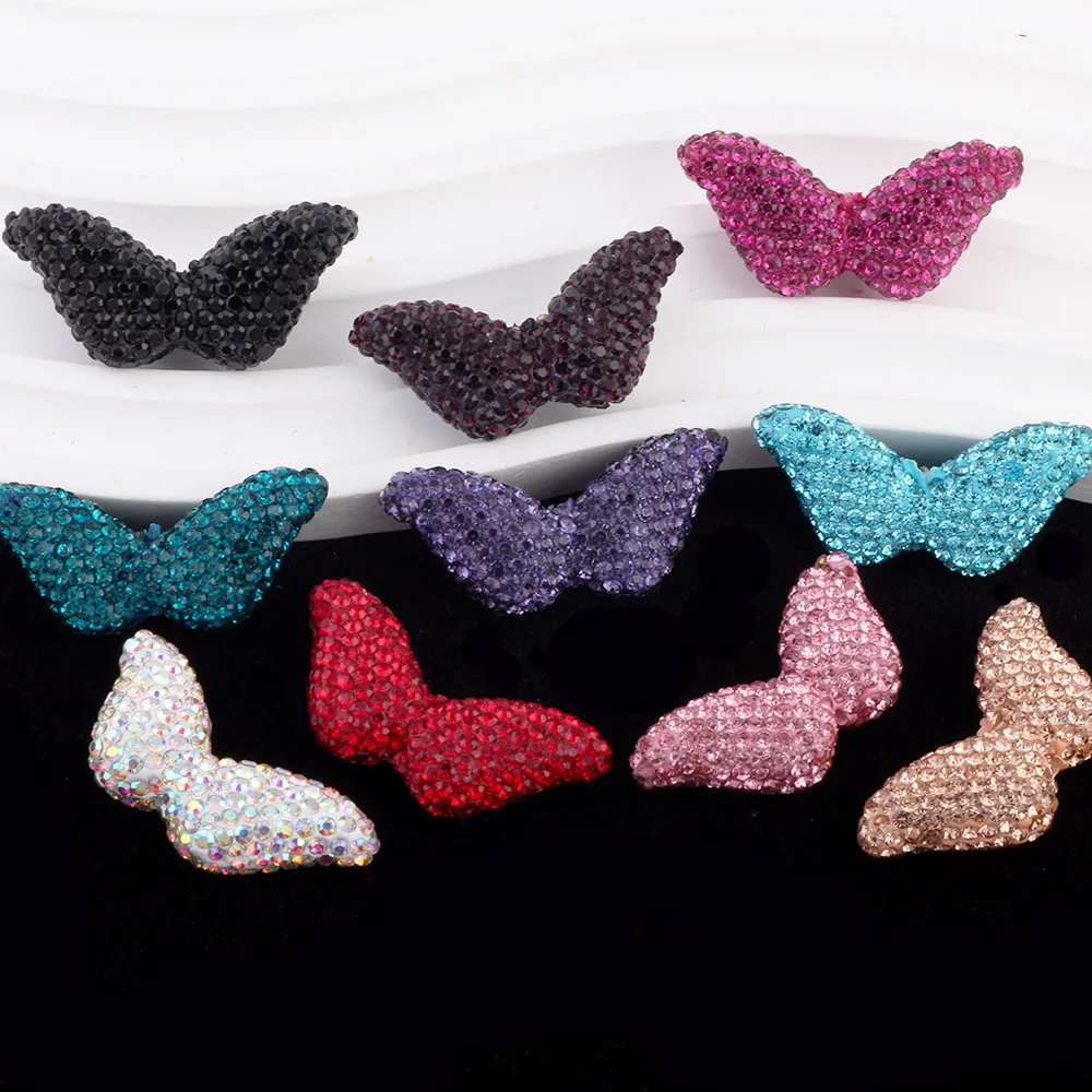 Frendy-cuentas de cristal con forma de alas de Ángel para niñas, joyería con diamantes de imitación de arcilla, compatible con collar, pulsera, pendiente, pluma, bricolaje, 18x37x9mm, 12 piezas