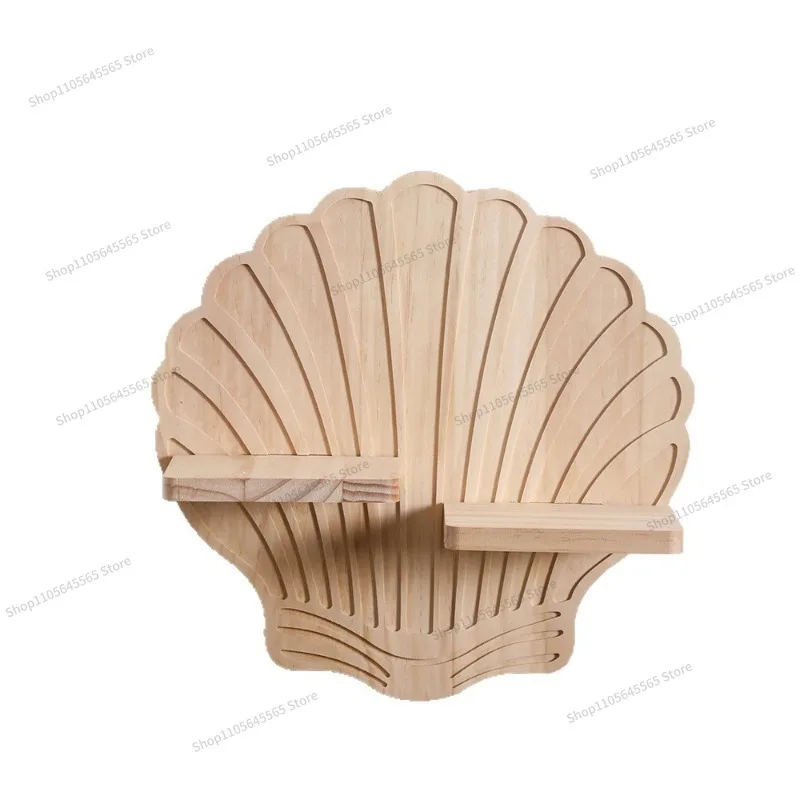 For Shell Shaped Creative Pine Wall Flowerpot Shelf Wooden Crafts Home Decoration