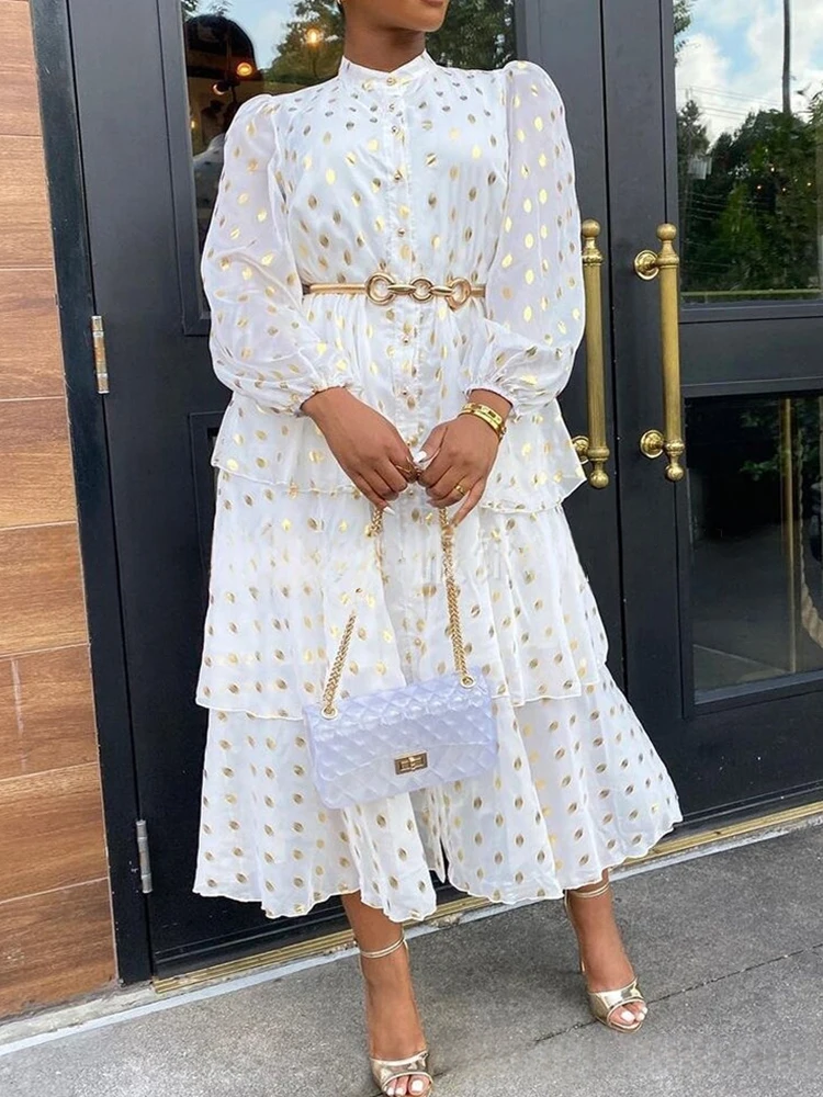 

White Pleated Dress for Women Summer Dress with Long Sleeves Silk Elegant Chiffon Dress Wholesale Dropshipping