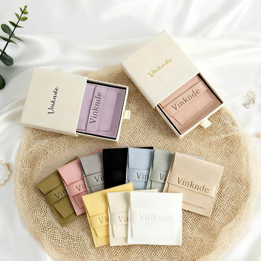 

8x8x2.5cm Drawer Storage Box Paperboard Jewelry Packaging Boxes for Bracelets Earrings Pendants Microfiber Velvet Gift Pouch Bag