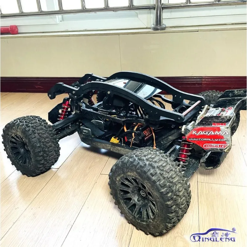 Front Spring Nylon Bare Roll Cage with Aluminum Reinforced Parts, Light Holes R Clip Fix for 1/8 Team Corally Kagama 6S RC Truck