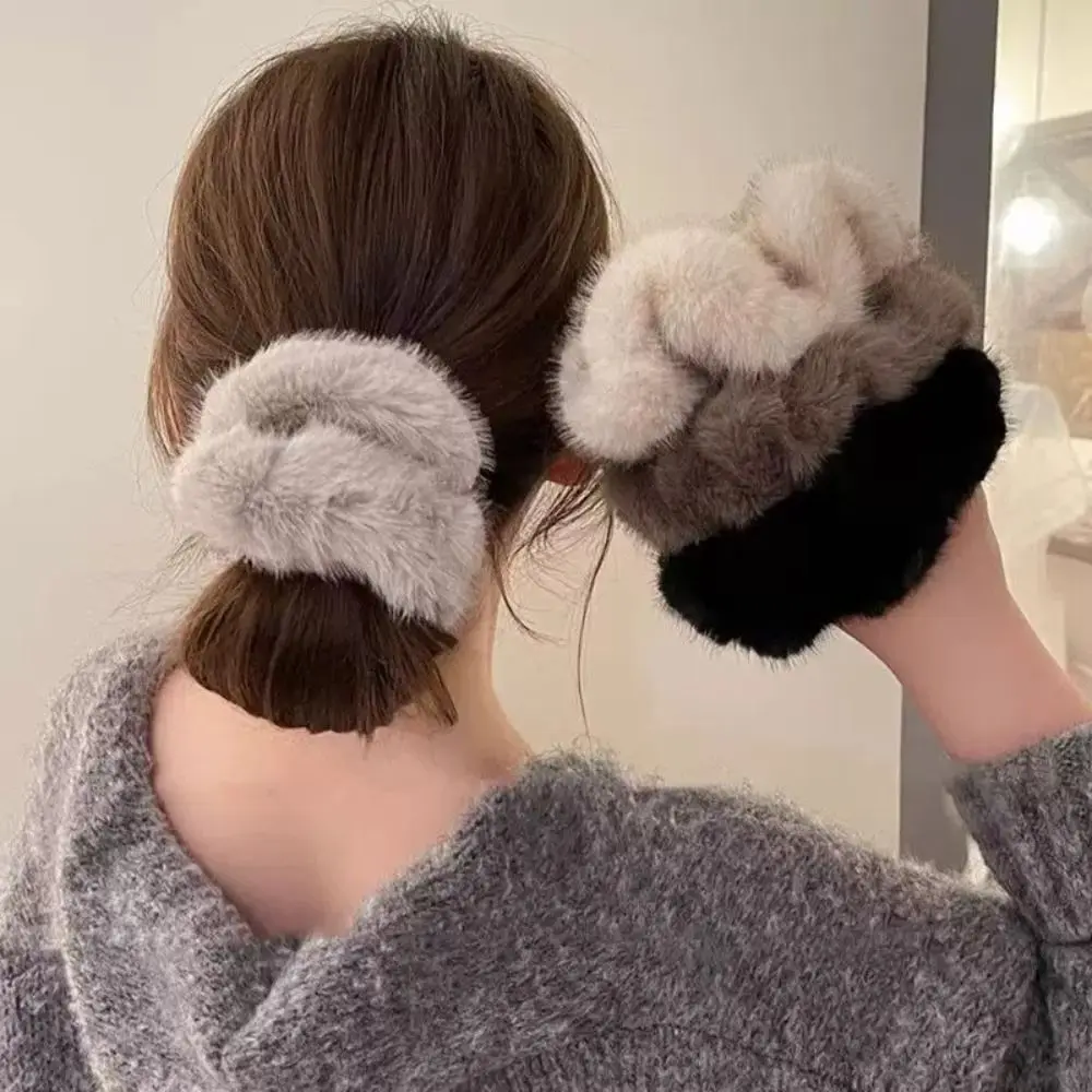 

2024 Plush Large Scrunchies Fluffy Fashion Women Hair Rope Exquisite Headband Autumn Winter