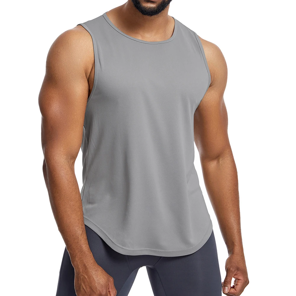 2024 Men\'s Fitness Gyms Tank Tops Mesh Breathable Sports Vest Mens Sleeveless Running Undershirt Athletic Quick Dry T-shirt Male