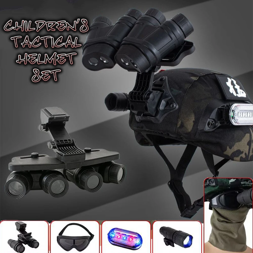 Airsoft Children's Tactical FAST Helmet Set with Goggles Flashlight flash lamp Mask for CS Paintball Shooting Birthday Gifts