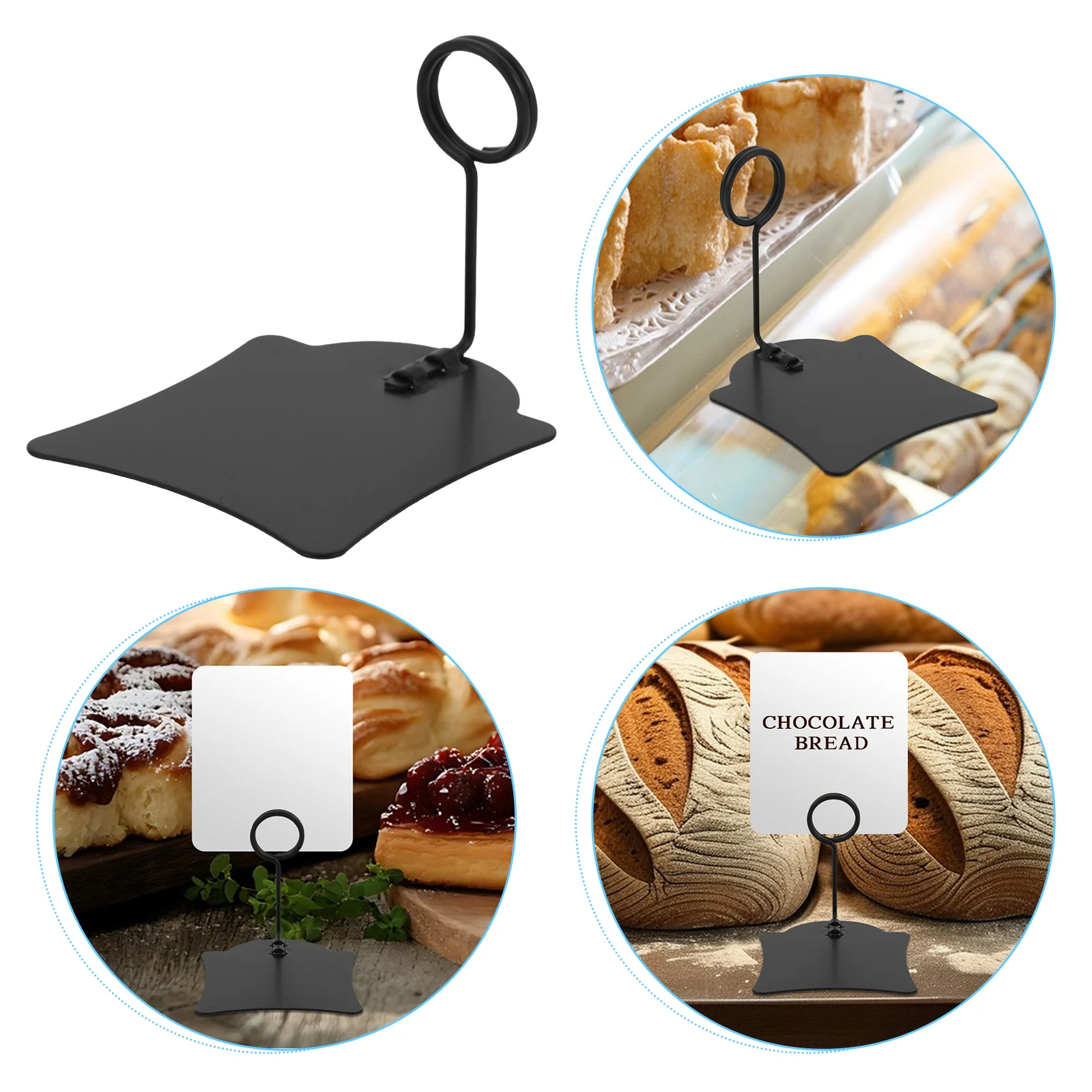 

Price Tag Desk Paper Holder Stand Bread Concession Sign Card Metal Document for When Typing