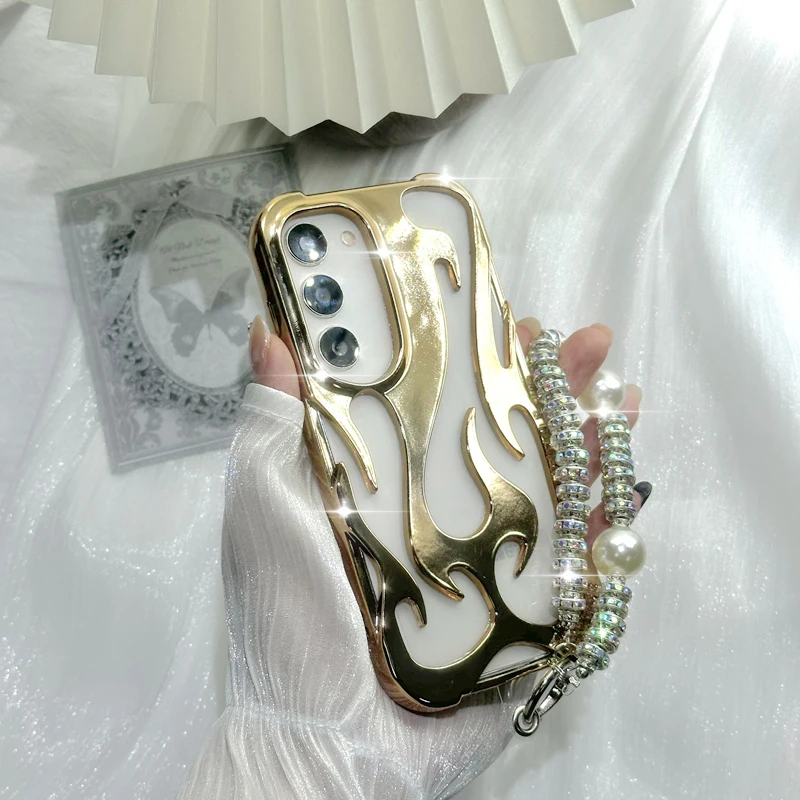 Jewelry Strap Summer Breathable Fire Style Phone Case For Compatible With Samsung Galaxy S22 S23 S24 S25 Plus + Ultra 5G Cover