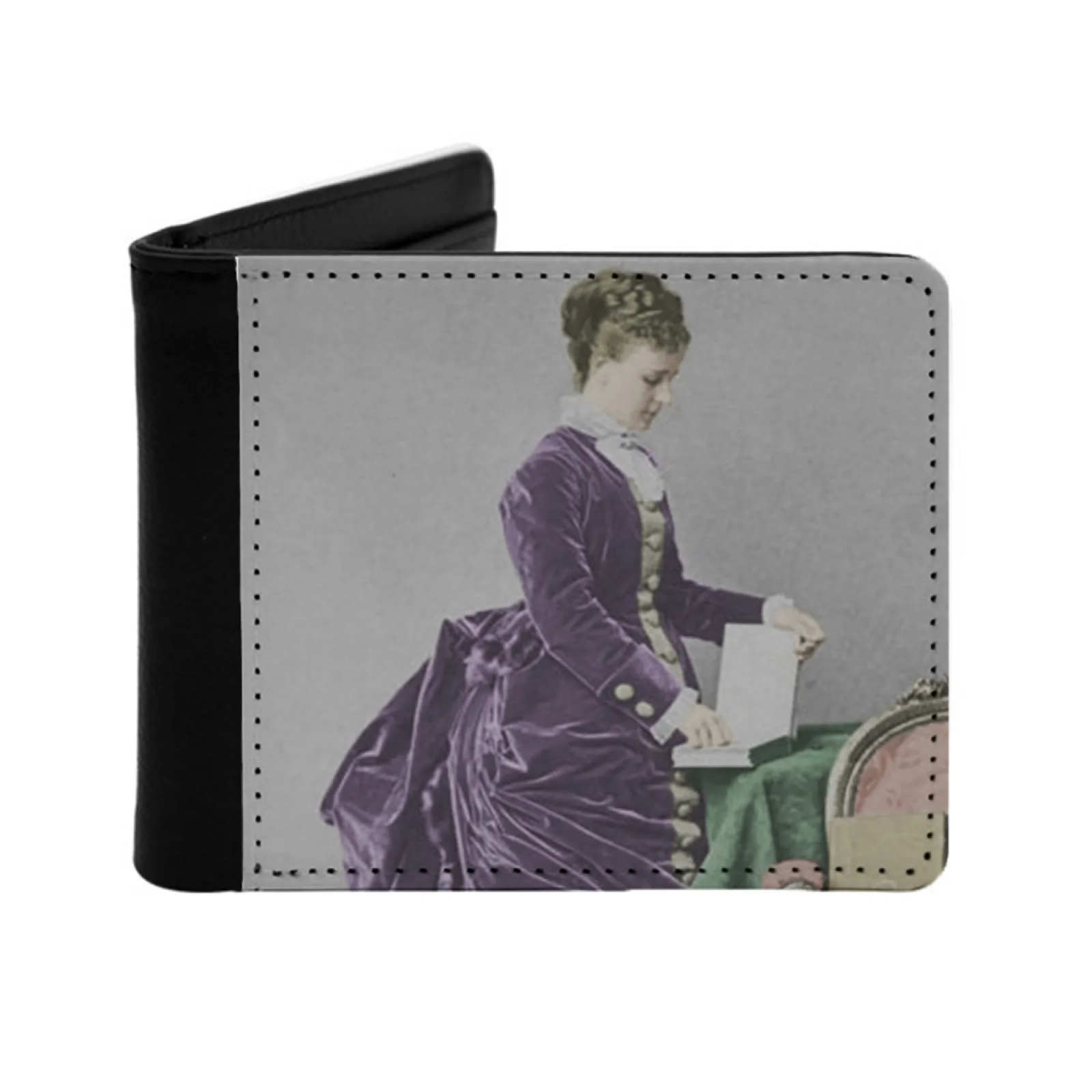 Book Lady Short Men's Wallets Credit Card Holder Retro Wallet Male Pu Leather Wallet Vintage Era Books Fashion Historical