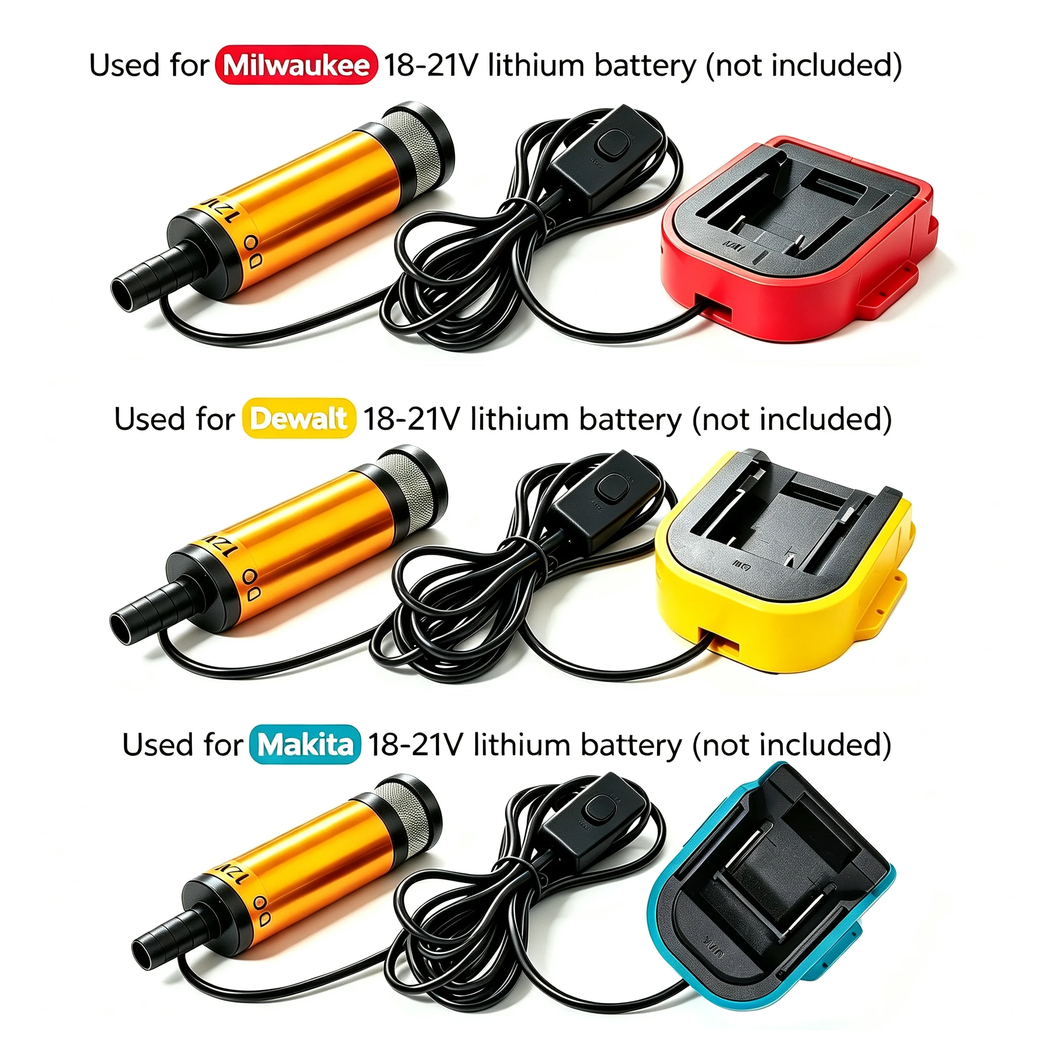 120W Water/Diesel Pump for Makita/Dewalt/Milwaukee 18-21V Lithium Battery with a Maximum Flow Rate of 3500L/H (without Battery)