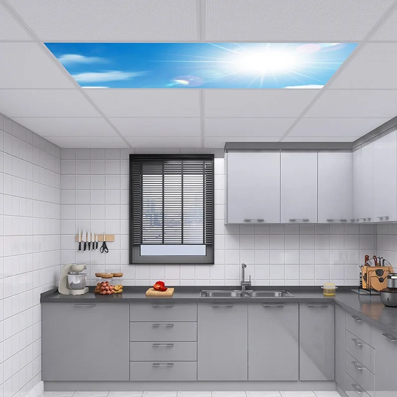 Modern Recessed Sky Blue Clouds Effect Flat Panel LED Light Daylight Simulation for Office Meeting Room Basement Room Decor