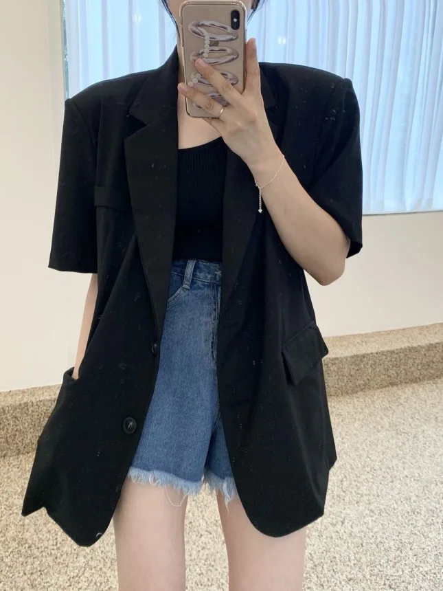 

Fashionable Comfortable New Arrival Loose Short Sleeve Suit Jacket East Gate Style Women's Cotton Casual Outerwear