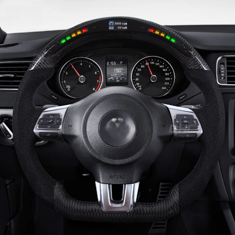 High Quality Customized LED Carbon Fiber Interior Accessories Fit   5 6 8.5 6R 7R 8R Car Steering Wheel