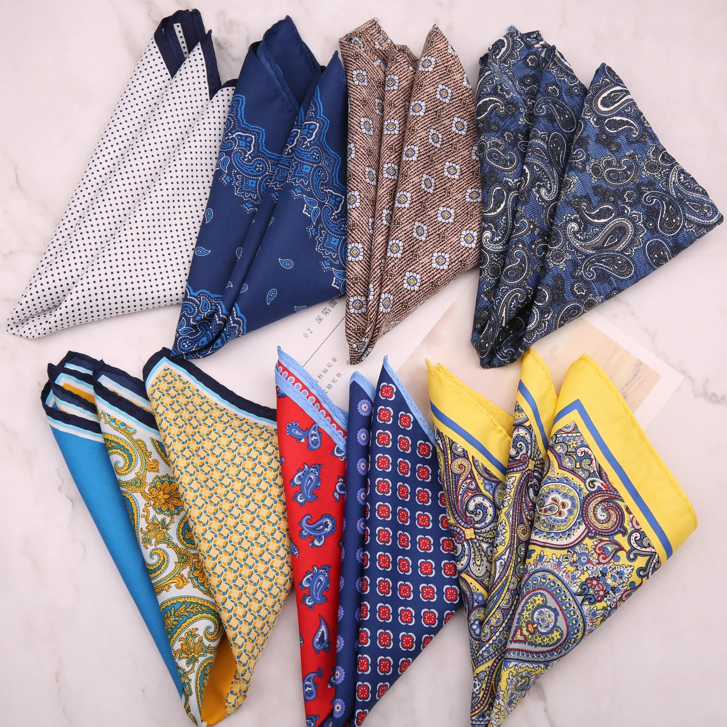 33cm Oversized Men's Pocket Square Polka Dot Red Floral Print Handkerchief Chest Towel Paisley Suits Wedding Gentlemen Hankies