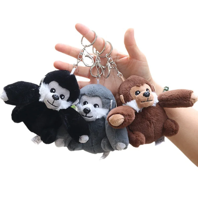 keychain gorilla Plush Toy Chimpanzees Monkey Pendant Soft Stuffed Doll Keychain Backpack Car Bag Key Ring Decor Kid Gift