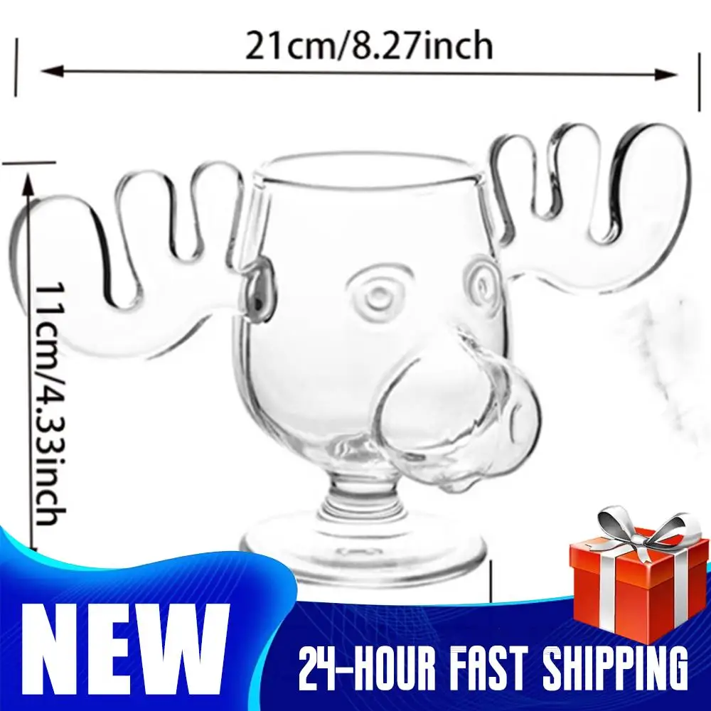 1-3 قطعة 240 مللي 8 أوقية عيد الميلاد موس القدح عيد الميلاد الرنة رئيس الإبداعية الأيائل الزجاج النبيذ البيرة عصير الماء الحليب كوب زجاجي شفاف