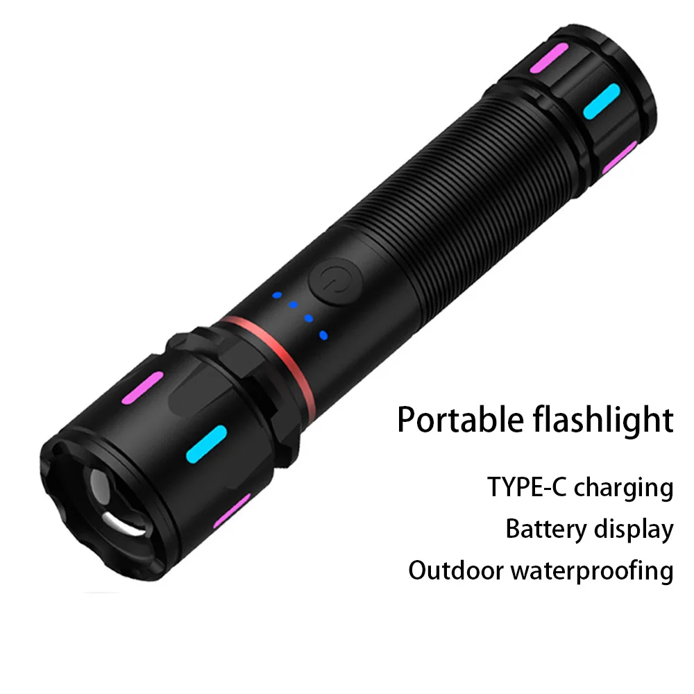 

Strong flashlight fluorescent color bar telescopic zoom aluminum alloy long-distance white laser flashlight