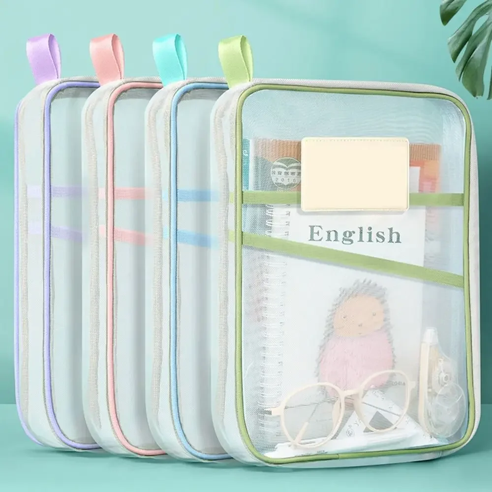 

Transparent Stationery Storage Folder Hot Thicken Mesh Zipper File Packing A4 Size School Office Supplies Travel Storage Bags