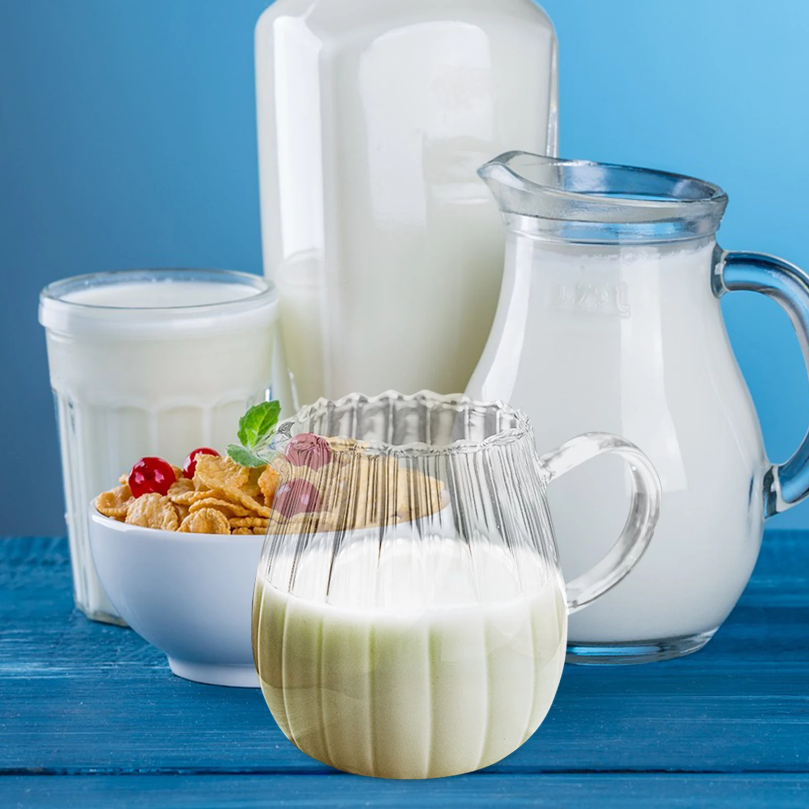 

2 шт. полосатый стеклянный кувшин для молока, кувшин для сливок для кофе, домашний диспенсер для чая, стеклянный кувшин для сливок для повседневного использования
