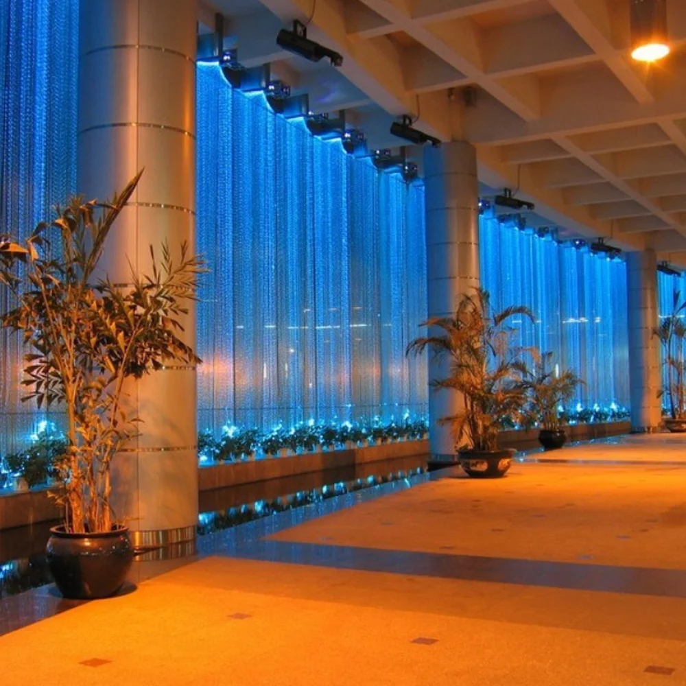 

RGB Store Lobby Curtain Fiber Optic Light Restaurant Hotel Led Curtain Lamp Shopping Mall Modeling Decorative Chandelier
