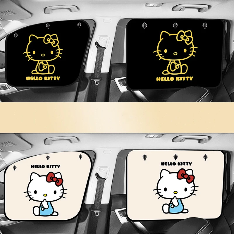 Hello Kitty Car Curtains Sunshades Blackout Curtains Suction Cup Type Heat Insulation Private Car Decorative Accessories Gift