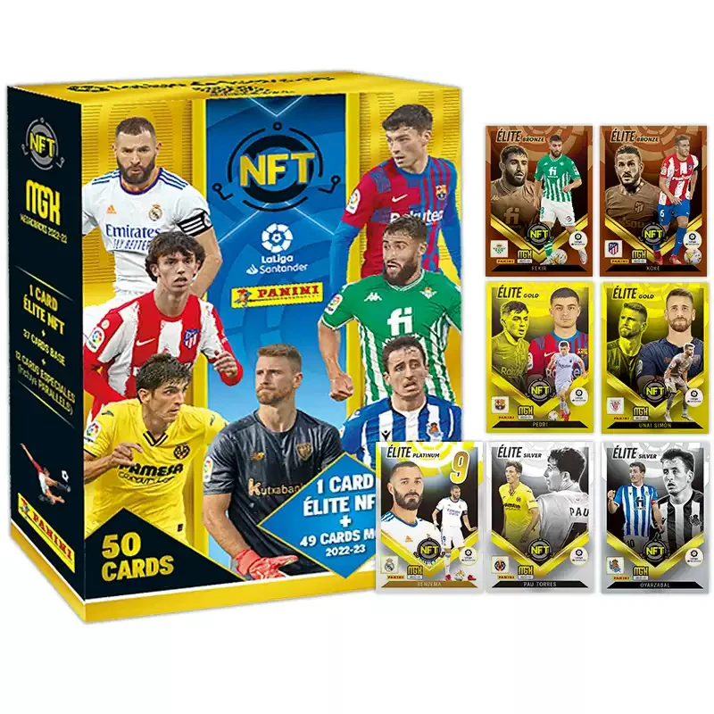 Panini NFT BOX 50cards/BOX 2022-23  NFT Soccer Box, Benzema Pedri Griezmann Cards, Gold Parallel, Hot Sale