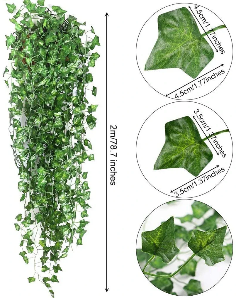 1Pcs 210Cm Grüne Seide Künstliche Hängende Weihnachten Girlande Pflanzen Reben Blätter Diy Hause Hochzeit Party Badezimmer Garten dekoration – Detail 2