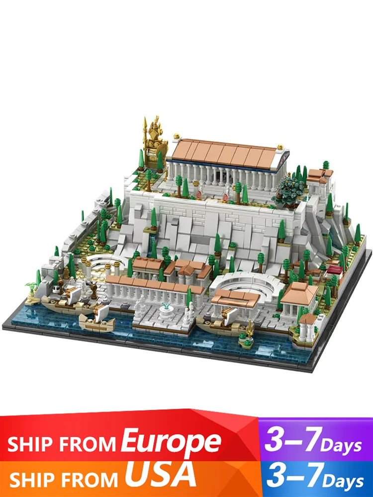 1988Teile Klemmbausteine Kreative Expert MOC Retro Griechenland Akropolis von Athen Schloss Bausteine Modulare Modell Puzzle Spielzeug für Kind Erwachsene geschenk