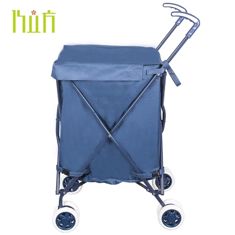 80L Foldable Shopping Cart Trolley with 360° Swivel Wheels, Heavy-Duty Oxford Fabric & Carbon Steel Frame