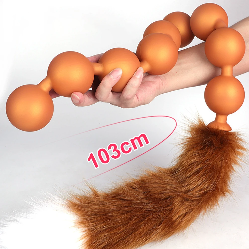 Super Long Huge 9 Ball Anal Beads Vaginal Anus Expansion Silicone ButtPlug Tail Anal Plug Adult Erotic Anal SexToy For Men Women