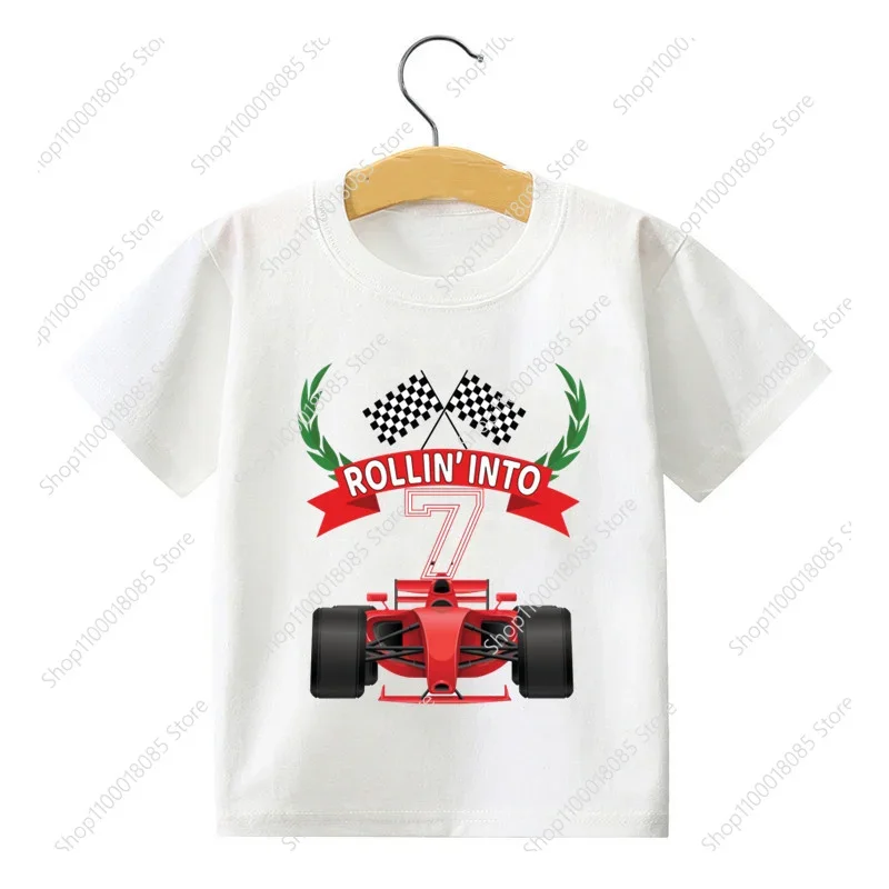 Numbers 1-9 Children's Racing Birthday Printed T-shirt Cool Street T-shirt Boys and Girls Fun Gift T-shirt Gift.