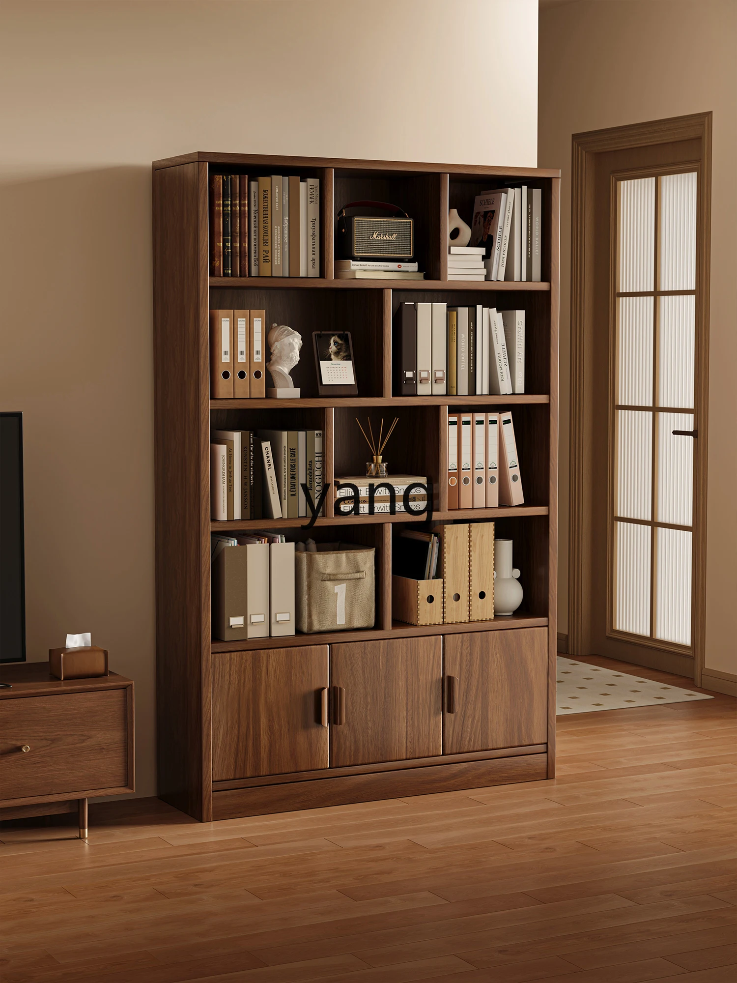 Yhm against the wall solid wood bookcase living room floor shelf household