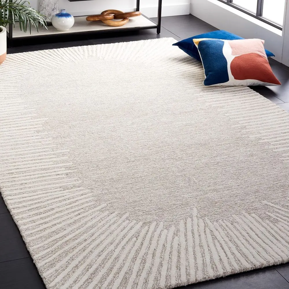 

Abstract Collection Accent Rug - 4' x 6', Natural & Ivory, Handmade Wool, Ideal for High Traffic Areas in Entryway, Living Room,