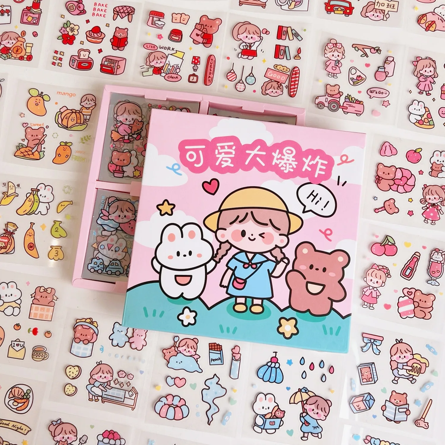 100 Pcs Handaccount Sticker Set Cute Cartoon Handaccount Sticker Material Decoration Pattern Big Gift Pack Sticker Gift Box