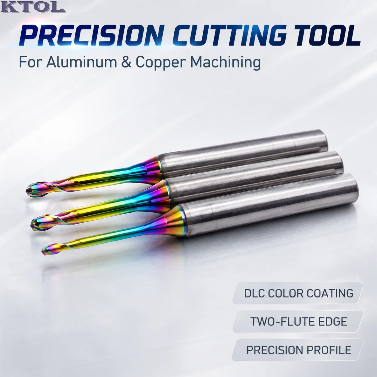 2 Flute Ball Endmill Carbide Long Neck Milling Bits Micro Router Cutter Set CNC Extended Reach Cutting Tool for Copper Aluminum