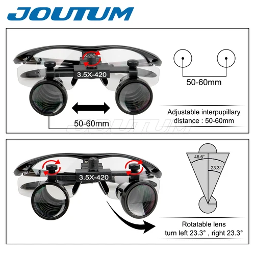 Imagen 2 del producto Lupa Dental Binocular con aumento de 3,5x/2,5x, lupa quirúrgica para cirugía con faro, luz LED, lámpara de lupa para operación médica