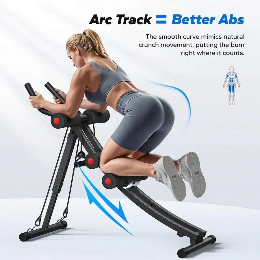 Ab Machine, Adjustable Ab Trainer Machine, Ab Workout Equipment For Home Gym, Ergonomic Arc Track For Better Abs, Foldable Worko