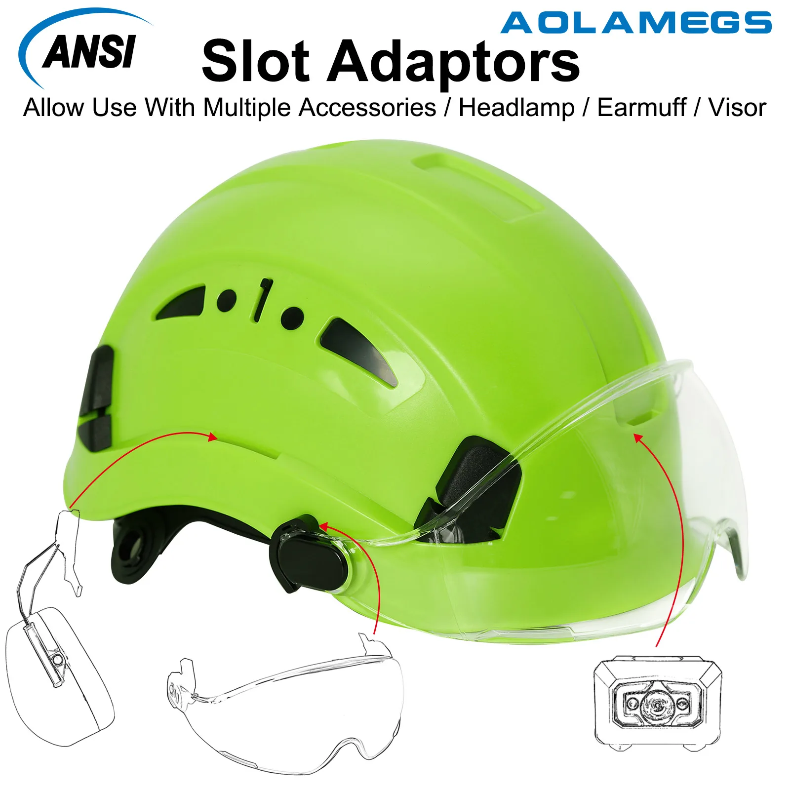 Safety Helmets Visor ABS Construction Hard Hat Goggles Protective Outdoor Riding Climing Safety Working Big Vents Hat Caps