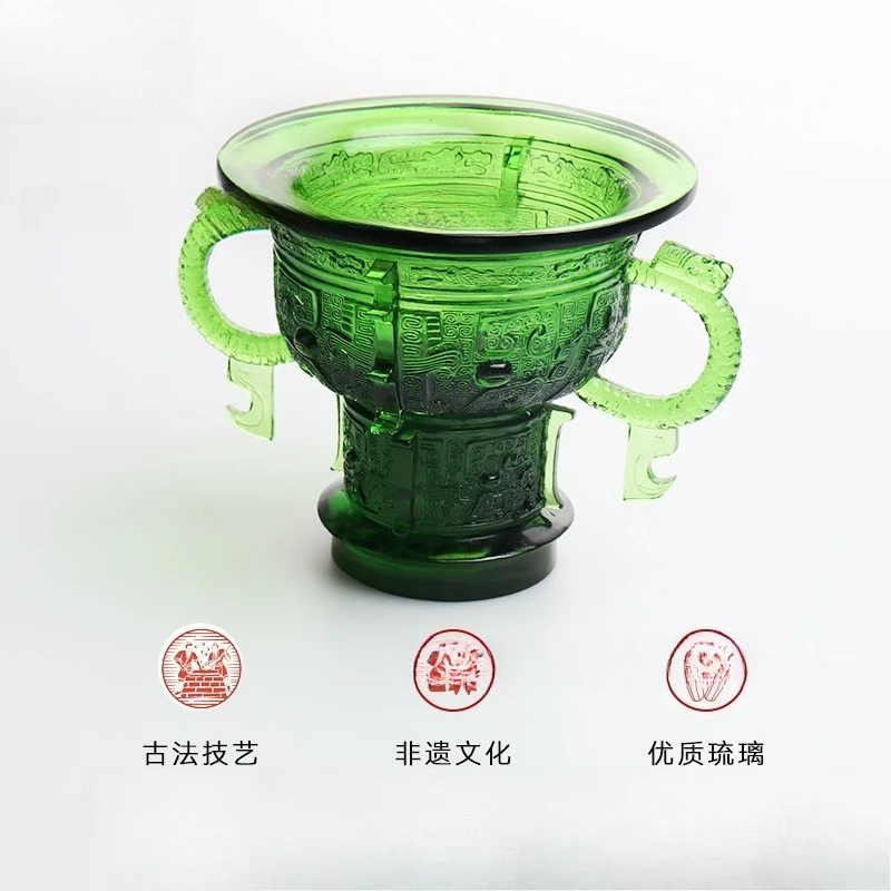 Dragon ear thorn pattern ding glazed ornament retro nostalgic ancient method firing auspicious and noble desktop decorative