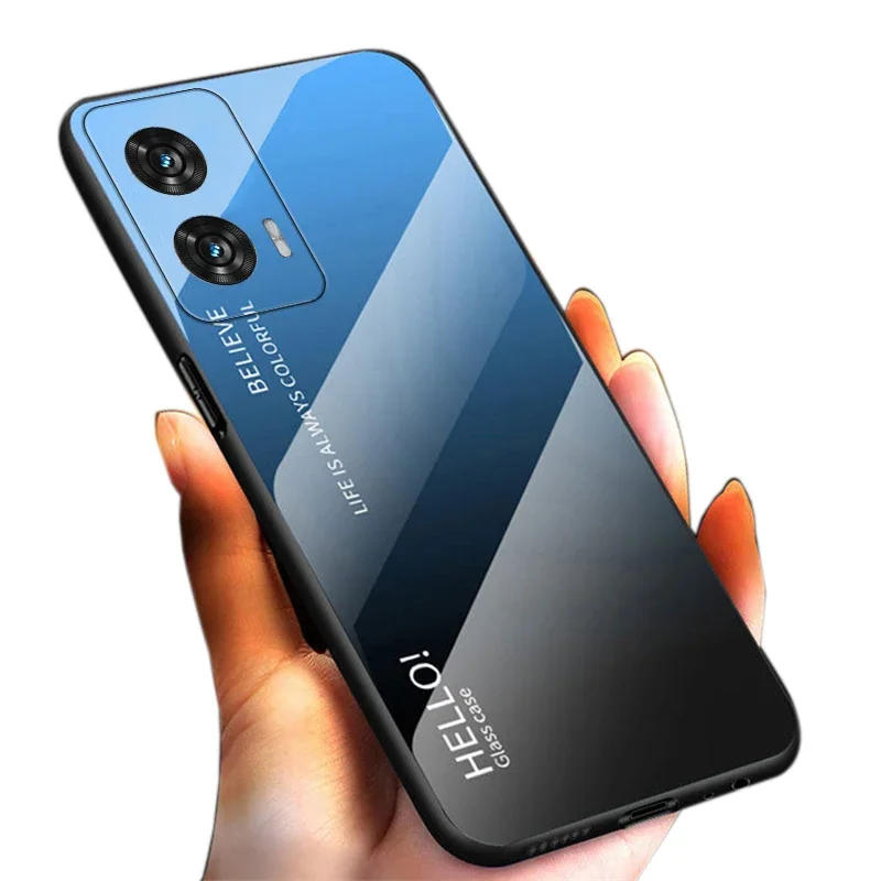 

Для Moto G96 G56 G86 Чехлы с зеркальным градиентом из закаленного стекла, твердая обложка для Moto G56 G96 G86, мощный взрывозащищенный корпус