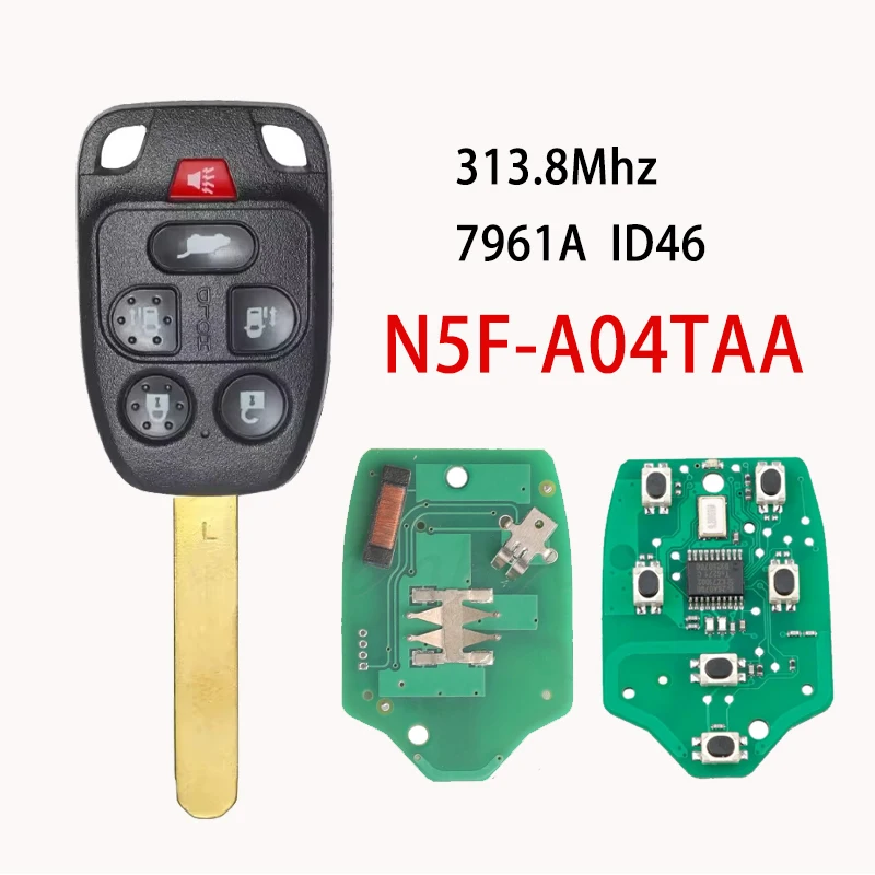 Bbkey-honda odyssey,N5F-A04TAA, 6ボタン,313.8mhz,2011, 2012, 2013,n5fa04a用のリモートキーフォブ