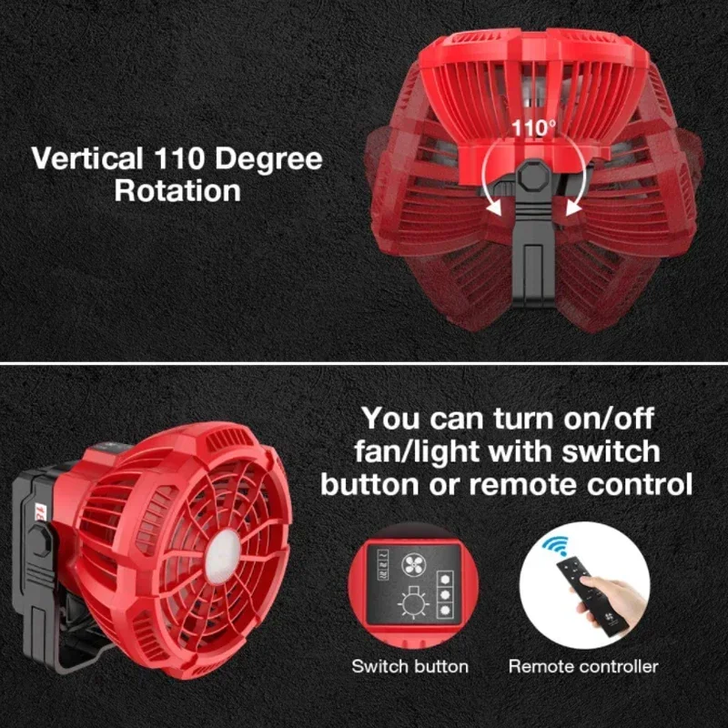 2025 مروحة سقف بطارية خارجية مناسبة لميلووكي ماكيتا ديوالت بوش بلاك اند ديكر 14.4 فولت 18 فولت بطارية ليثيوم مع الضوء #2