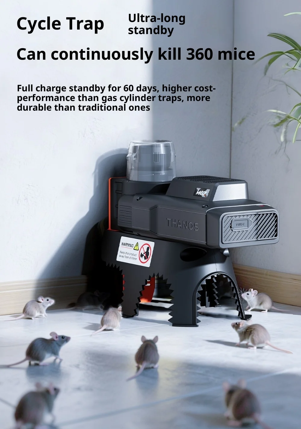 Elektrische Kohlenstoffdioxidfreie Nagerfalle, Automatische Humane Nicht-Toxische Ratten- und Mäusefalle, Ratten- und Mäusefallen-Set – Detail 10