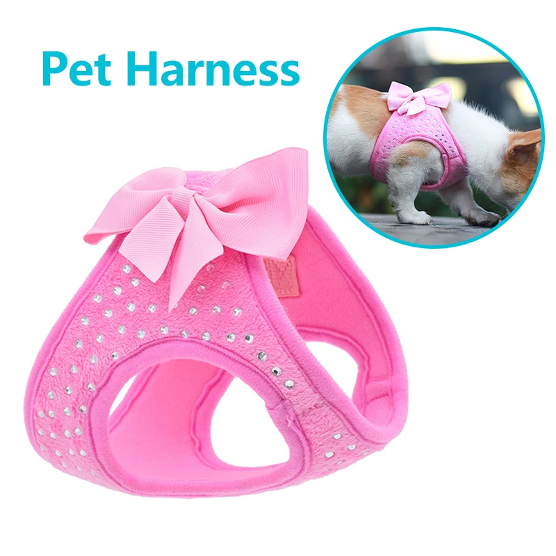 

Cute Dog Harness for Small Dogs Cats Diamond Pet Chest Vest Leash Not Adjustable Breathable Pet Harness Leash Dog Accessories