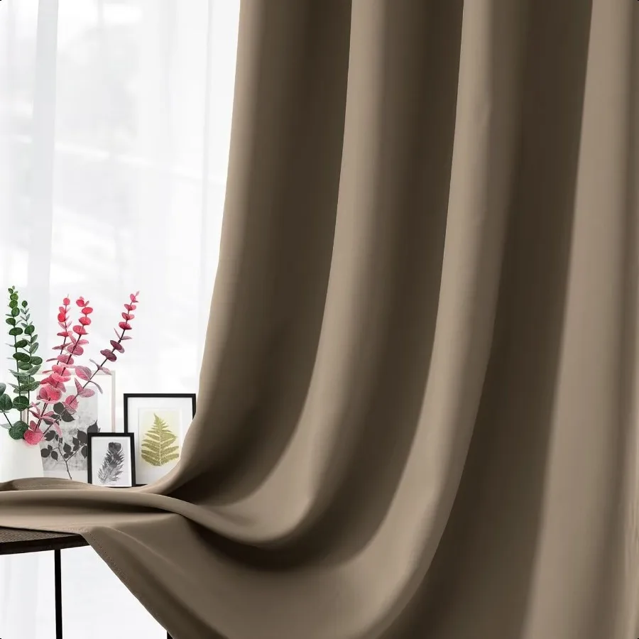 Rideaux occultants pour chambre à coucher, 84 pouces de Long, 2 panneaux, isolation thermique, assombrissant, avec œillets, pour fenêtre douce