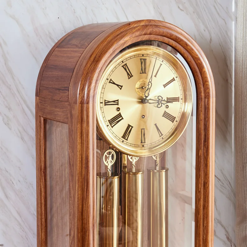 pendulum clock original imported hedgehog red sandalwood all-solid wood Chinese and European modern 12-tone floor clock machine