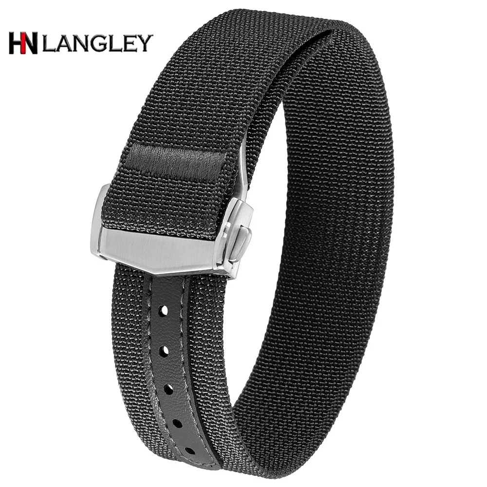 Faltbare Schnalle Nylon-Uhrenarmband Canvas-Uhrenarmbänder Armband 20mm 22mm für Omega für Swatch Universelles Sport Wasserdichtes Uhrenband
