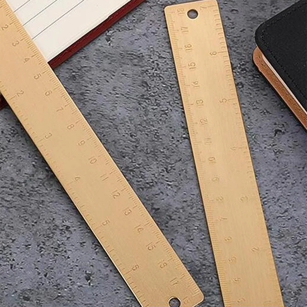 Misurazione diritta in ottone, metallo, ottone, per la redazione, disegno, disegno, righello, forniture, segnalibro, righello dorato